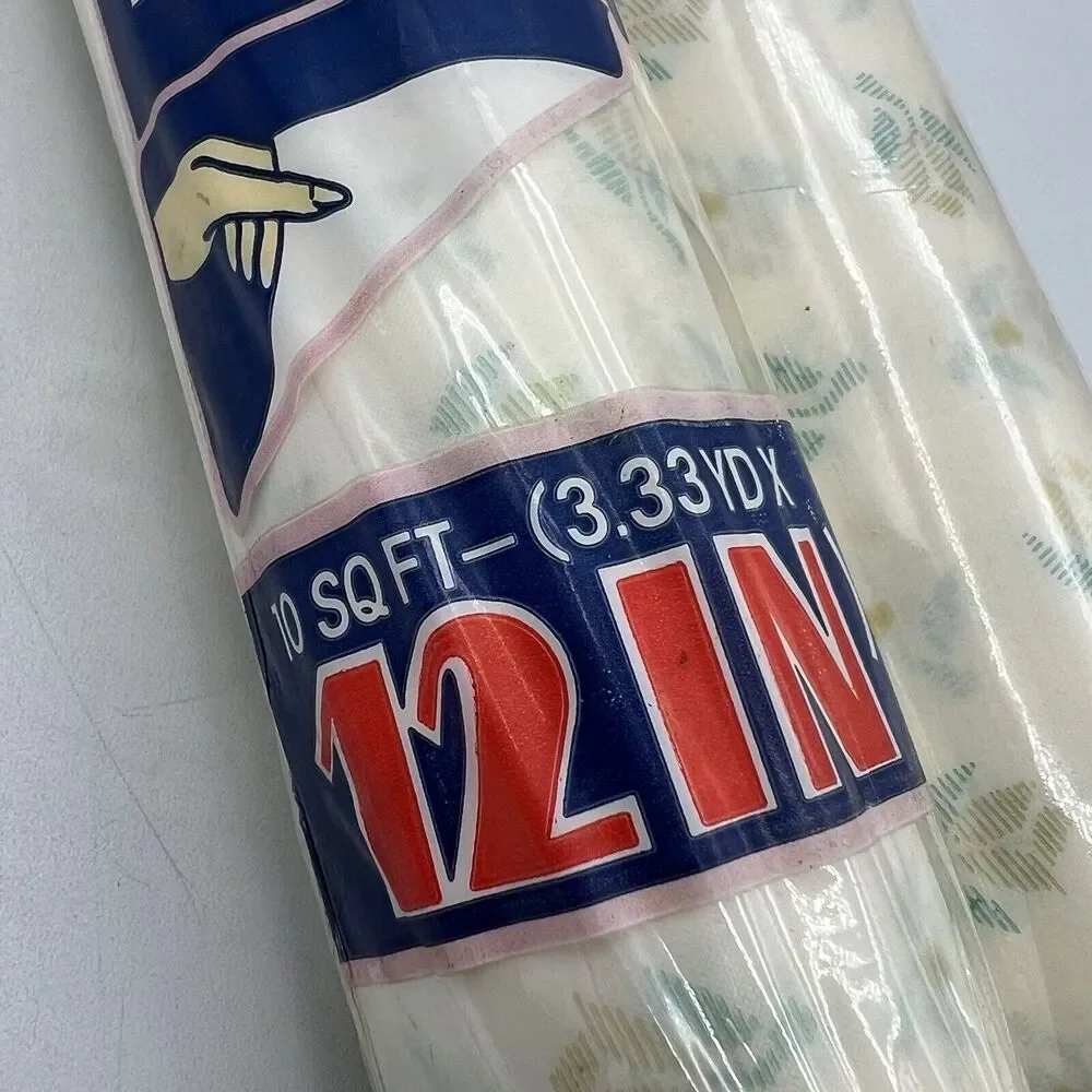 2 Vtg Rubbermaid Self Adhesive Shelf Liner Contact Paper Blue Green Flowers 80s